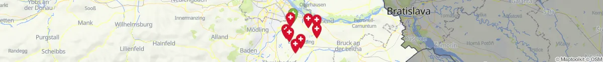 Kartenansicht für Apotheken-Notdienste in der Nähe von Rauchenwarth (Bruck an der Leitha, Niederösterreich)
